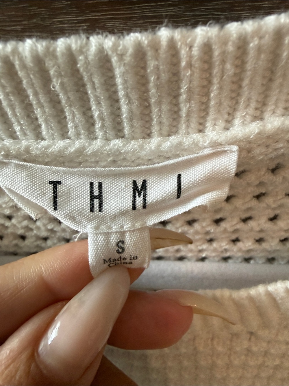 THML Cream Knit Ruffle Sleeve Top - Picture 3 of 3
